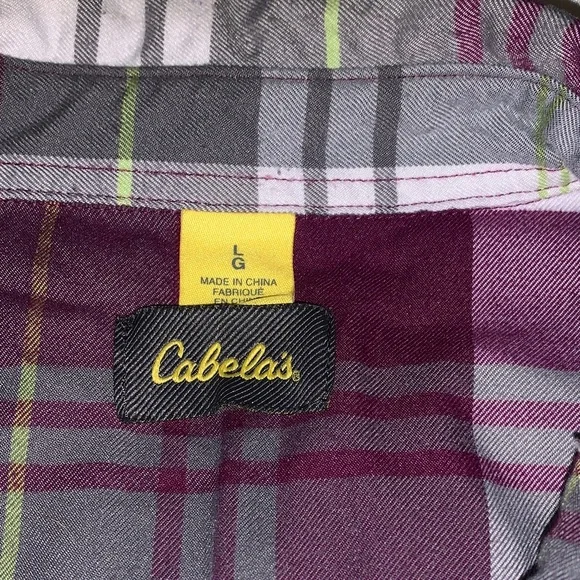 ☆ Cabelas long sleeve half button down flannel size Large - Picture 2 of 4